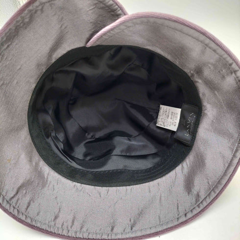 ランバンコレクション LANVIN COLLECTION 日本製 絹 シルク混 ベルベット帯 バケット ハット バケハ レディース  55.5-54cm